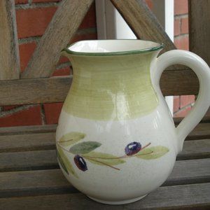 BIZZIRRI Porcelain/Ceramic Pitcher = Made In Italy Hand Painted Olives